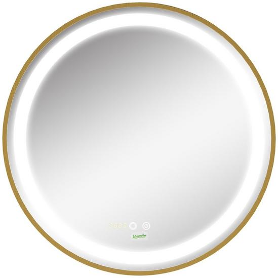 Kleankin LED Bathroom Mirror Wall Mounted Round Vanity Mirror Lights Time 1