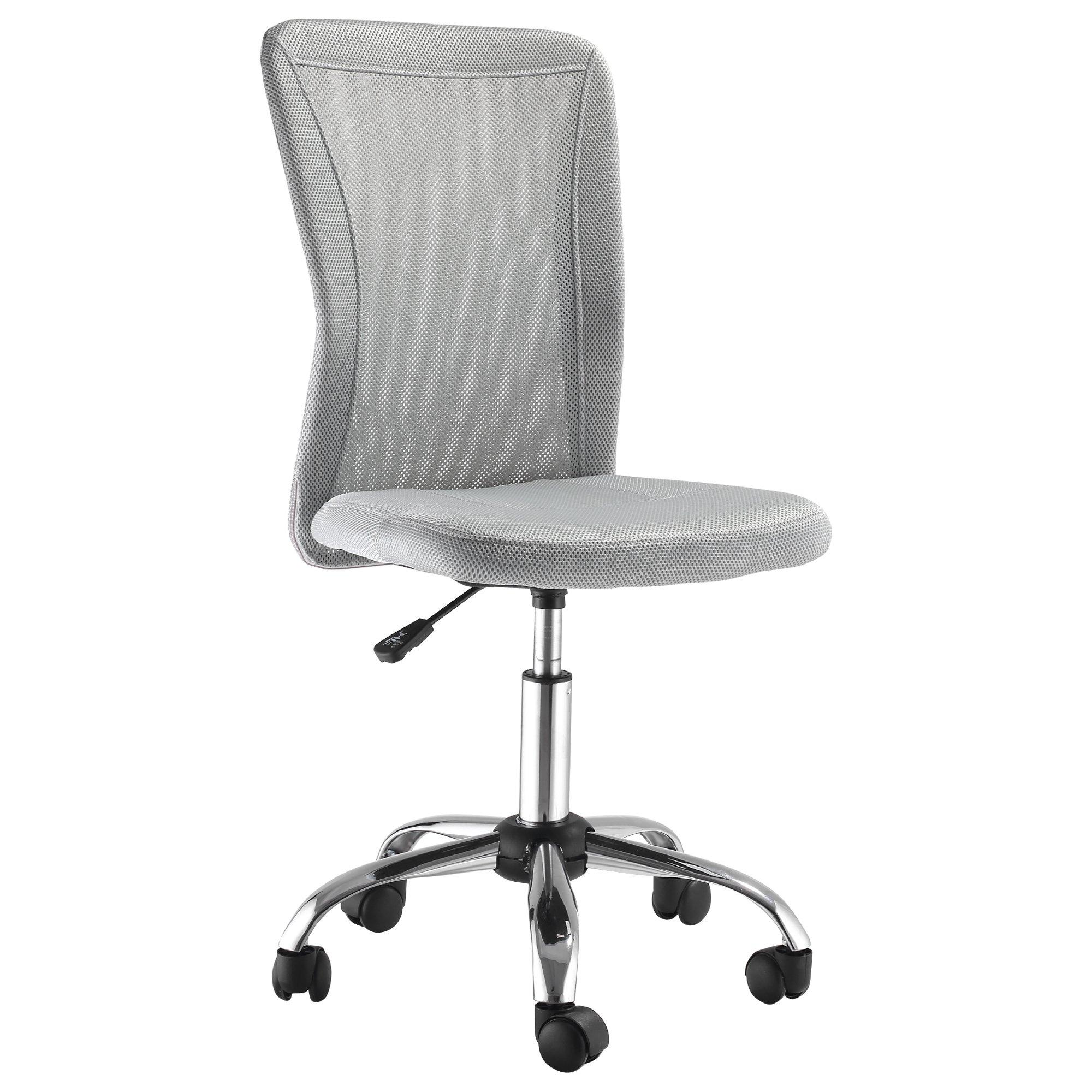 Armless Office Chair Ergonomic Padded Height Adjustable Mesh Back