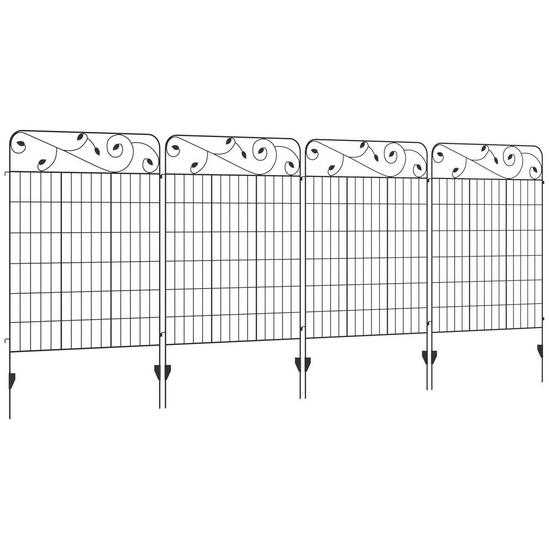 OUTSUNNY 4PCs Garden Fencing Panels 43in x 11.5ft Flower Bed Border Edging Animal Barrier 1