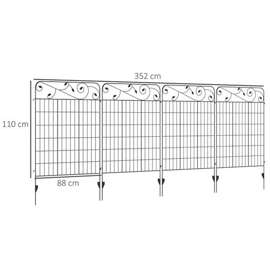 OUTSUNNY 4PCs Garden Fencing Panels 43in x 11.5ft Flower Bed Border Edging Animal Barrier 3