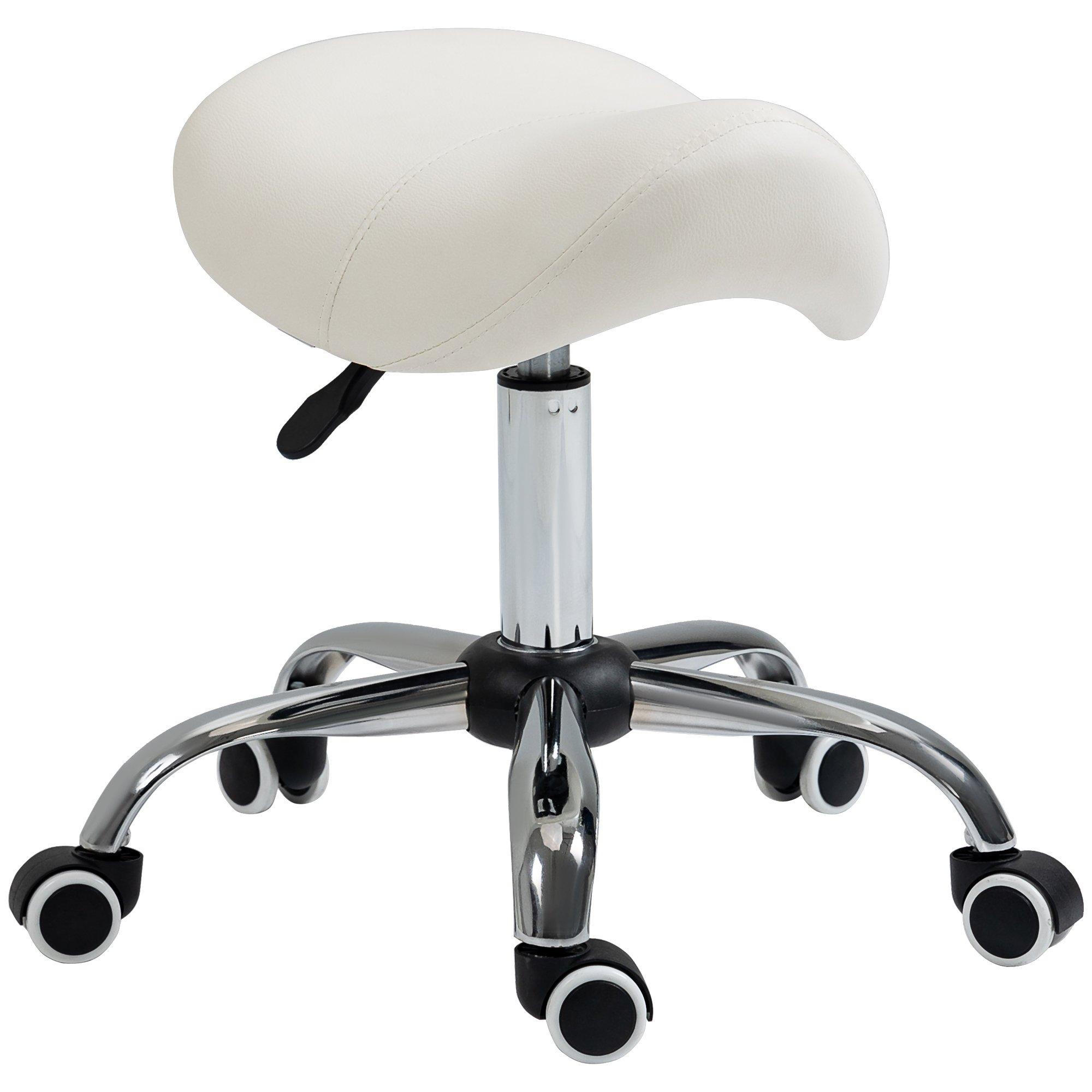 Saddle Stool Hydraulic Rolling Faux Leather Height Adjust Chair