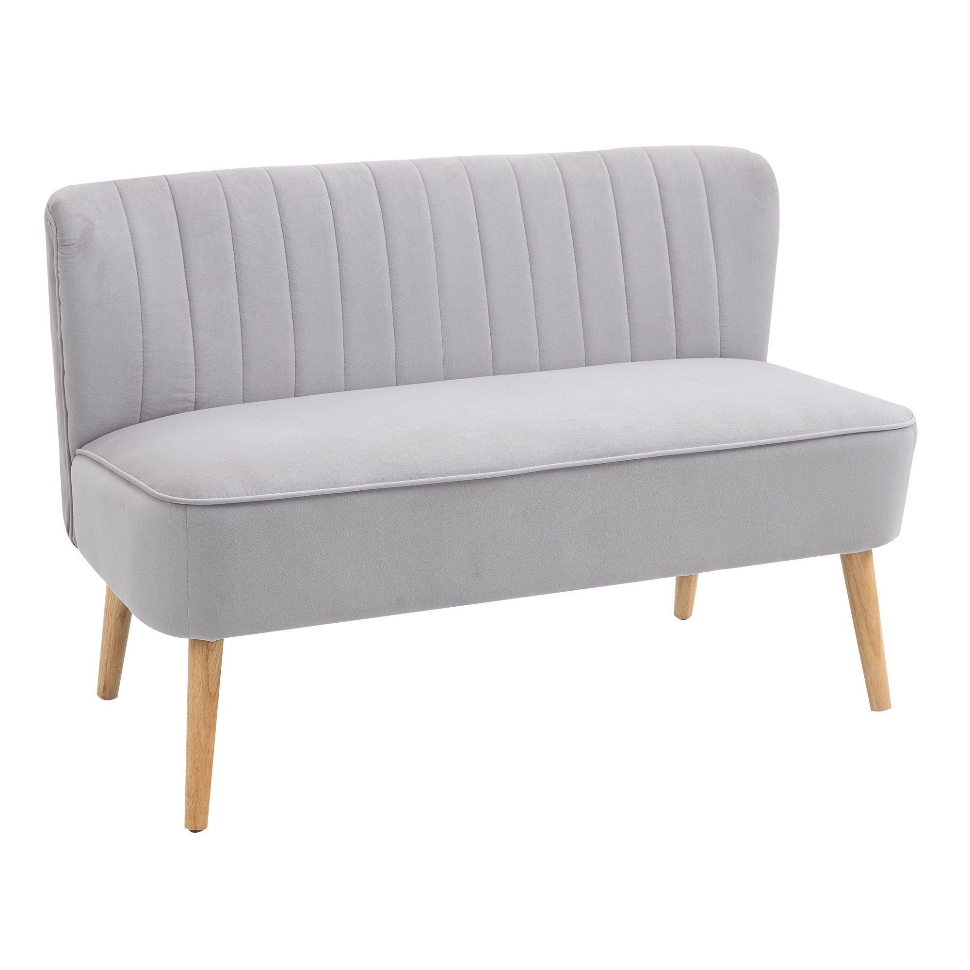 Modern Double Seat Sofa Compact Loveseat Couch Padded Wood Legs