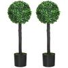 HOMCOM Set of 2 Decorative Artificial Plants Boxwood Ball Trees for Indoor thumbnail 1