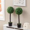 HOMCOM Set of 2 Decorative Artificial Plants Boxwood Ball Trees for Indoor thumbnail 3