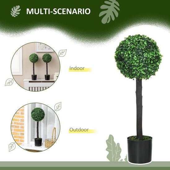 HOMCOM Set of 2 Decorative Artificial Plants Boxwood Ball Trees for Indoor 6