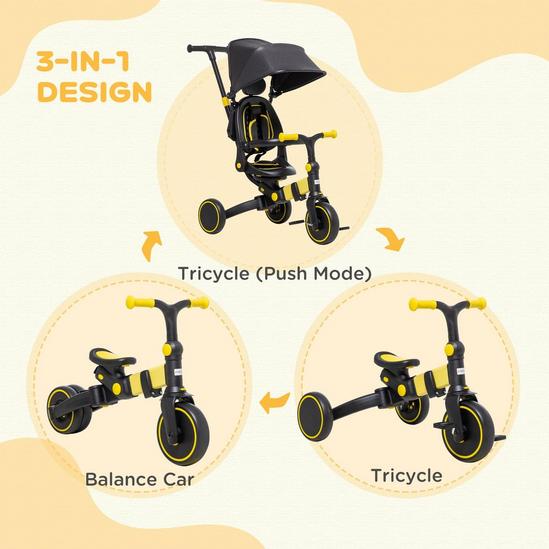 AIYAPLAY 3-in-1 Tricycle for Kids Baby Trike with Adjustable Push Handle 4
