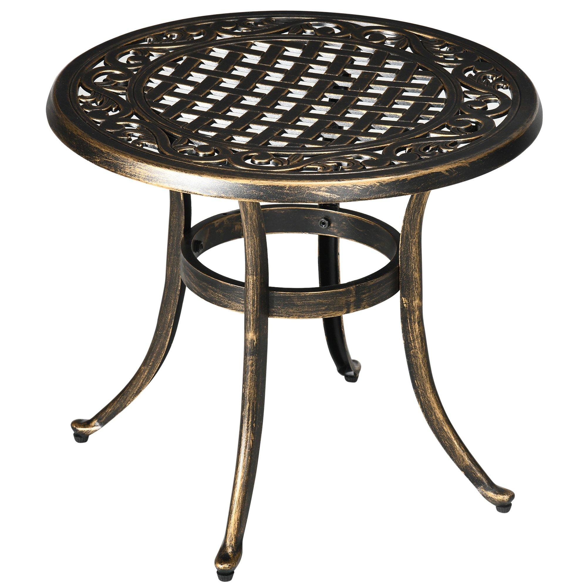 60cm Round Hollow Top Design Side Table with Cast Aluminum Frame