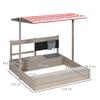 OUTSUNNY Kids Sandbox Wooden Sand Pit with Canopy, Kitchen Toys, Seat, Storage thumbnail 3