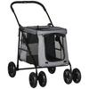 PAWHUT One-Click Foldable Pet Stroller, Dog Cat Travel Pushchair with EVA Wheels, Storage Bags, Mesh Windows, Doors, Safety Leash, Cushion, for Small Pets thumbnail 1