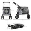 PAWHUT One-Click Foldable Pet Stroller, Dog Cat Travel Pushchair with EVA Wheels, Storage Bags, Mesh Windows, Doors, Safety Leash, Cushion, for Small Pets thumbnail 3