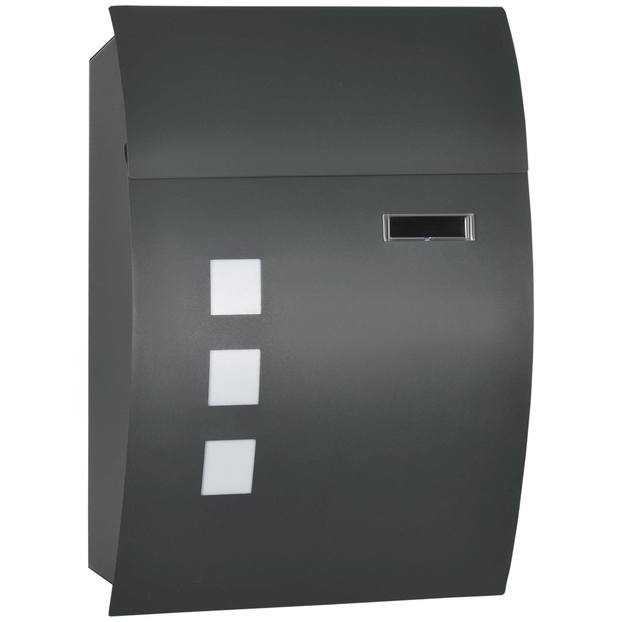 Wall Mounted Letter Box Modern Mailbox with 2 Keys Nameplate Anthracite Grey