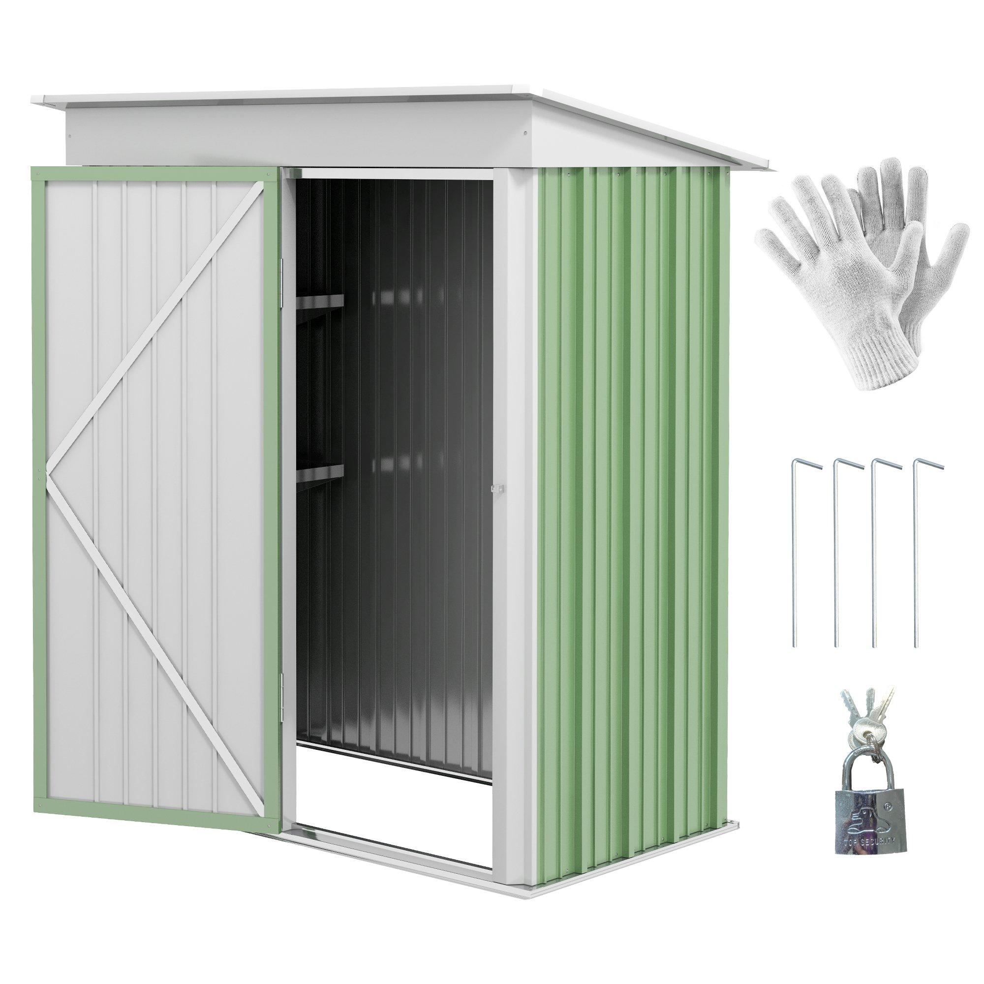 Steel Garden Shed, Small  Lean-to Shed for Bike Tool, 5x3 ft