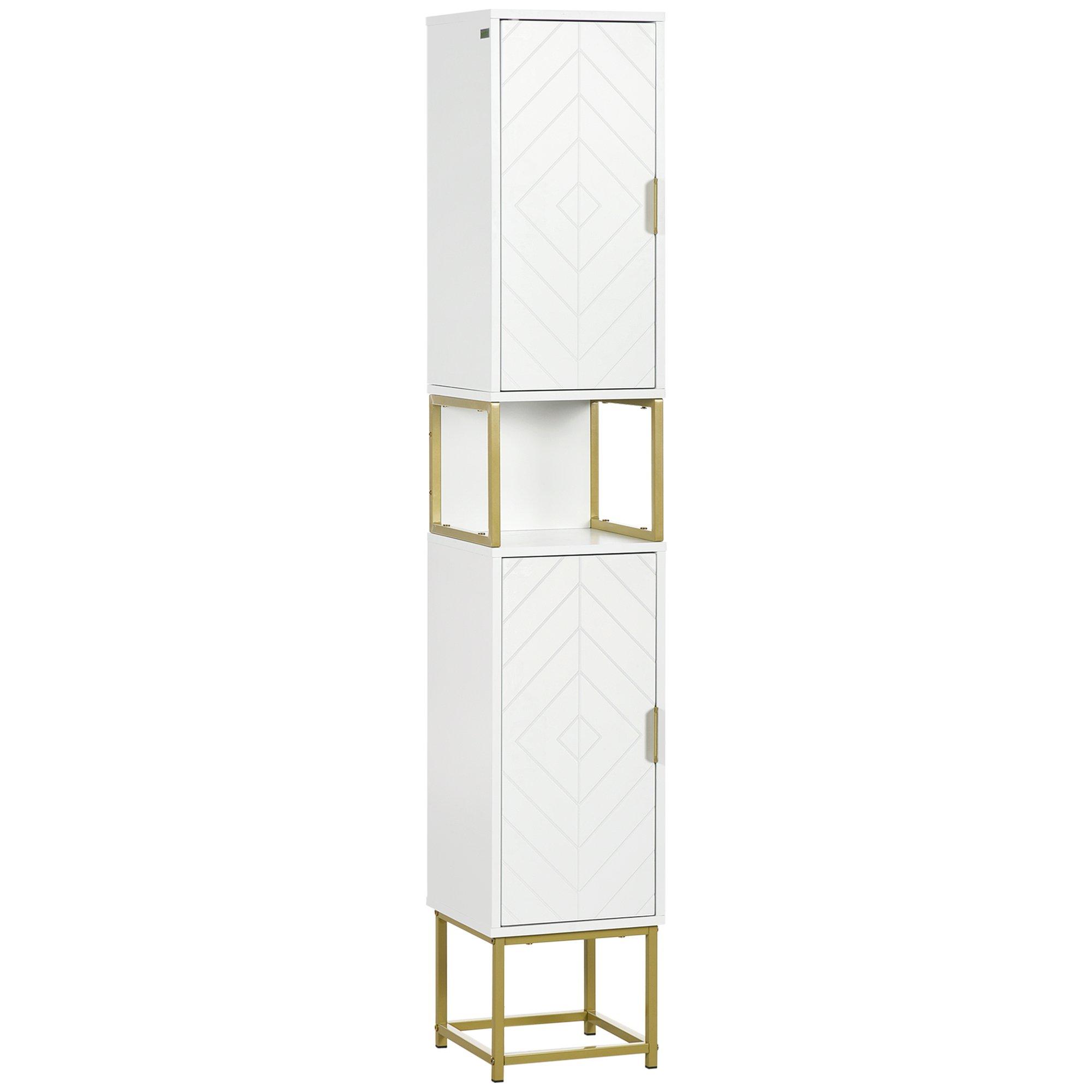 Narrow Bathroom Storage Cabinet with Open Shelf Adjustable Shelf