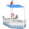 OUTSUNNY Wooden Kids Sand Pit Children Sandbox with UV Protection Canopy thumbnail 1