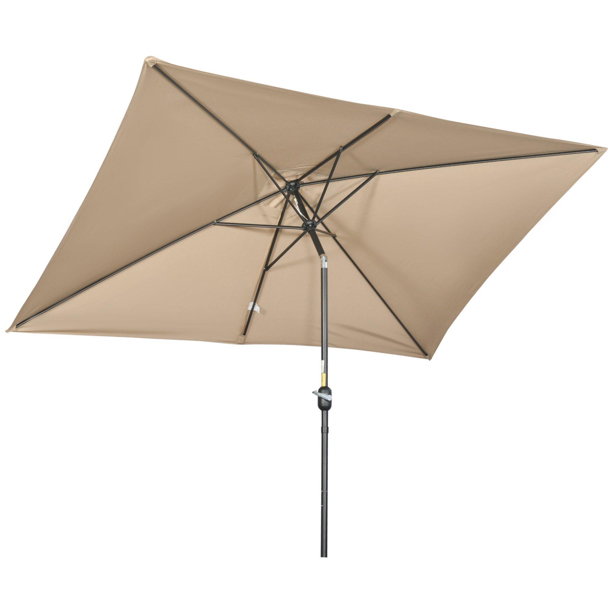 3x2m Patio Umbrella Canopy Tilt Crank Rectangular Sun Shade Steel