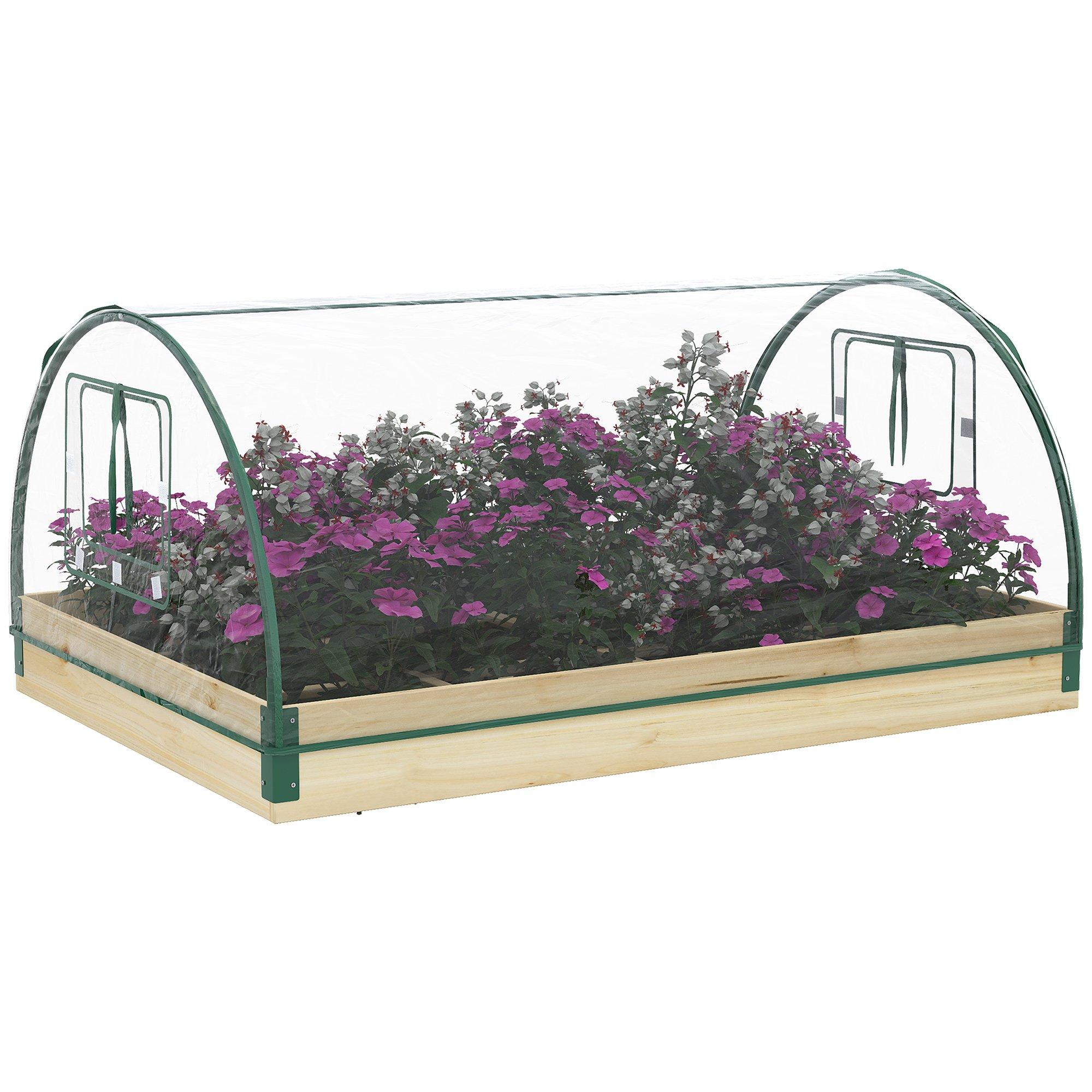 Raised Garden Bed with Greenhouse Roll Up Windows 115 x 80 x 54 cm