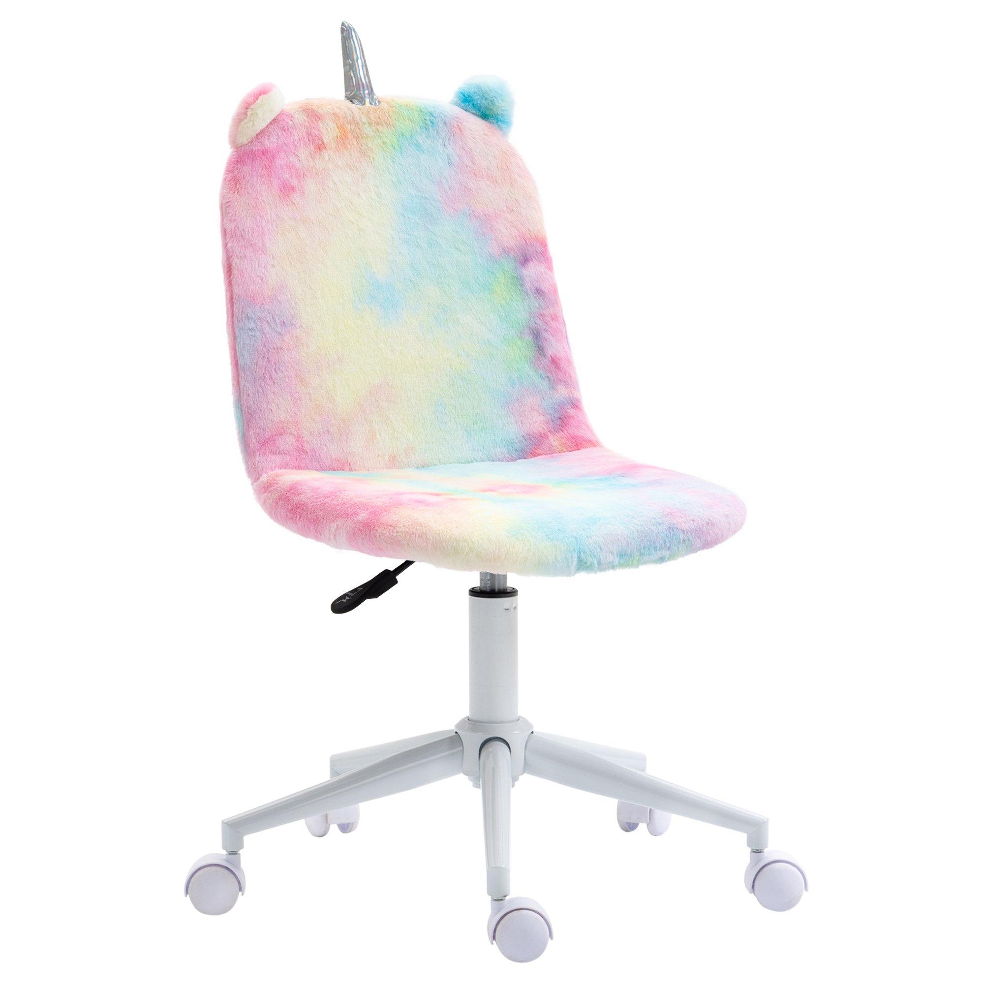 Fluffy Unicorn Office Chair with Swivel Wheel, Cute Desk Chair