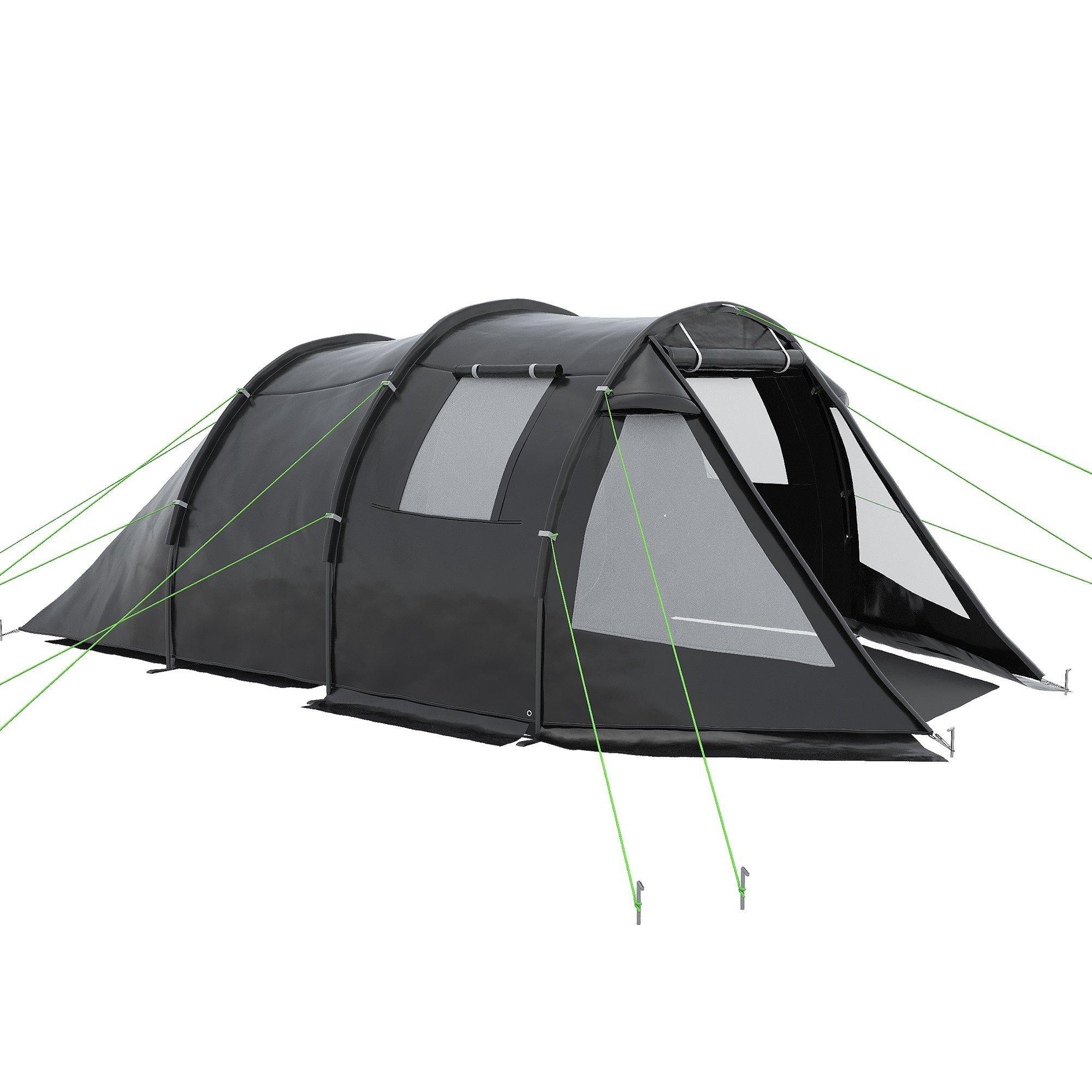 Camping Tent with 2 Rooms for 3-4 Persons, Portable Tunnel Tent with Window