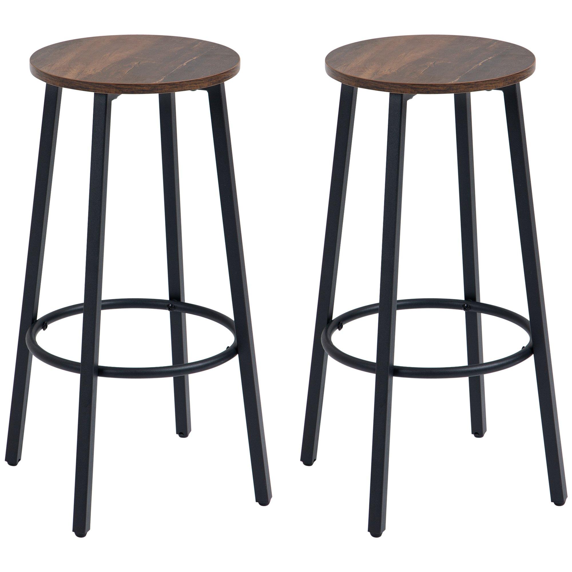 Industrial Bar Stools Set of 2 Breakfast Bar Stools with Footrest