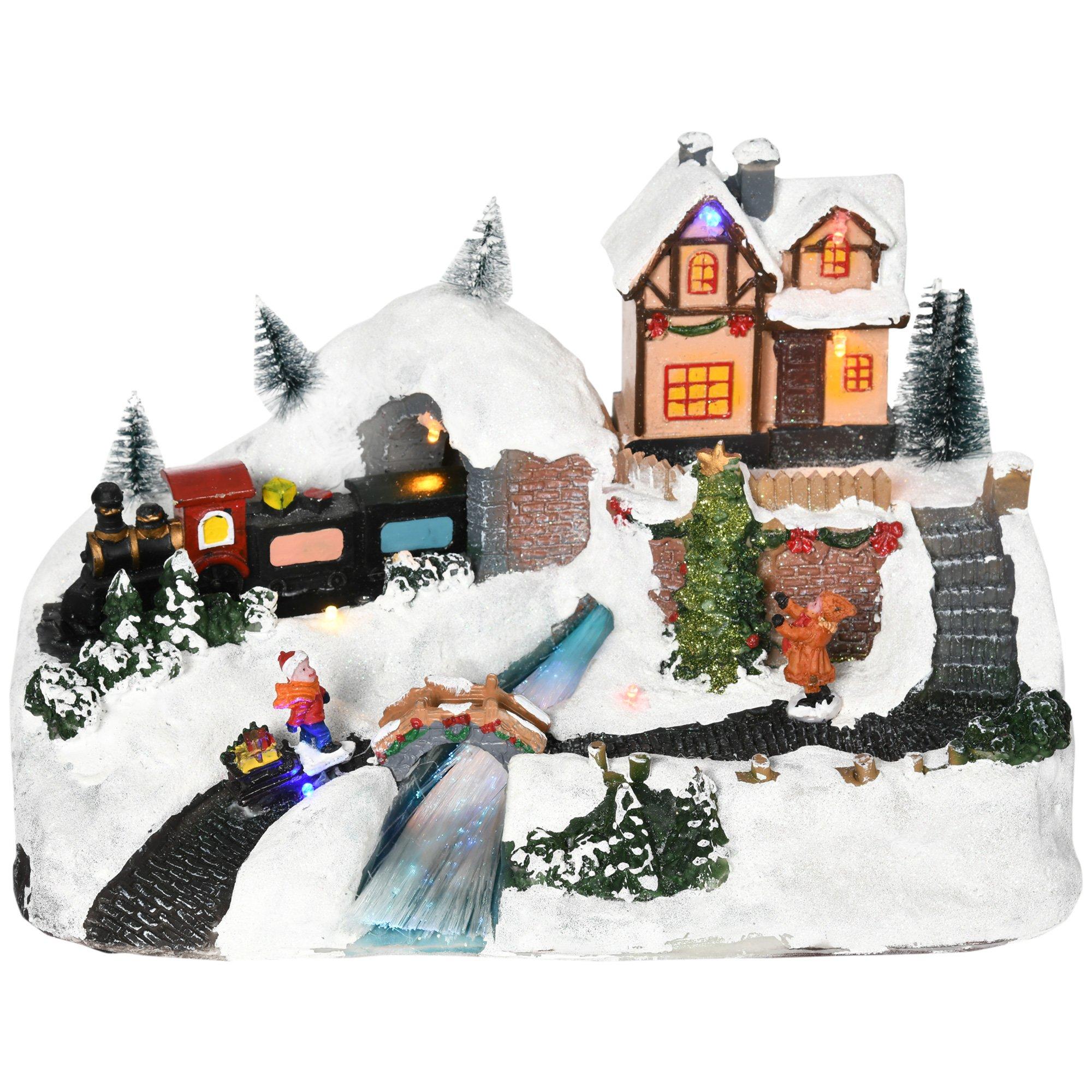 Musical Christmas Village Scene LED Battery Operated Decoration