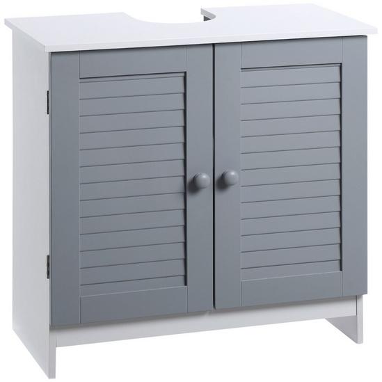 Kleankin Under Sink Storage Cabinet Bathroom Vanity Unit Two Doors Adjustable 1