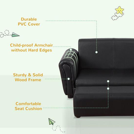 HOMCOM Kids Childrens Sofa Set 2 Seater Seat Furniture Armchair Boys Girls Footstool 6