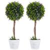 HOMCOM Set of 2 Decorative Artificial Plants Ball Trees with Flower Indoor thumbnail 1