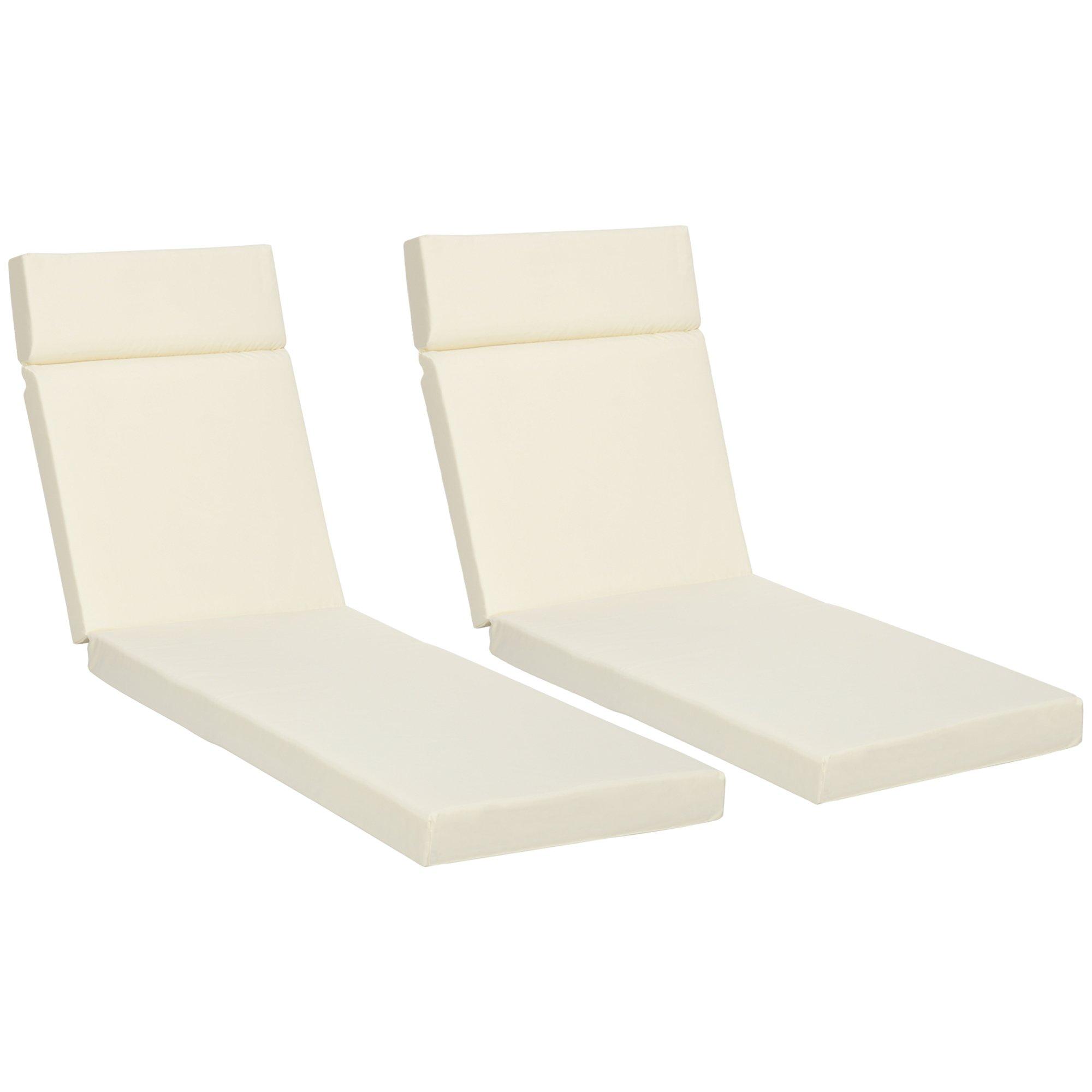 Set of 2 Lounger Cushions Deep Seat Patio Cushions with Ties