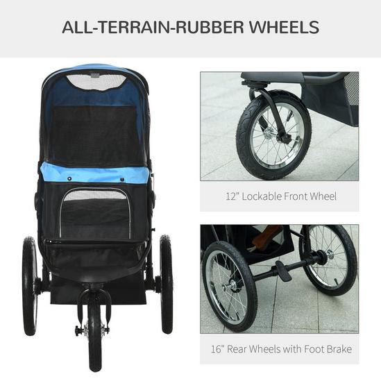 PAWHUT Pet Stroller for Medium, Small Dogs, Foldable Cat Pram Dog Pushchair with Adjustable Canopy, 3 Big Wheels 5