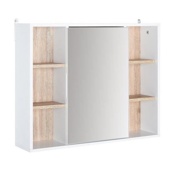 HOMCOM Bathroom Mirror Cabinet, Wall Mounted Storage with Open Cupboard 1