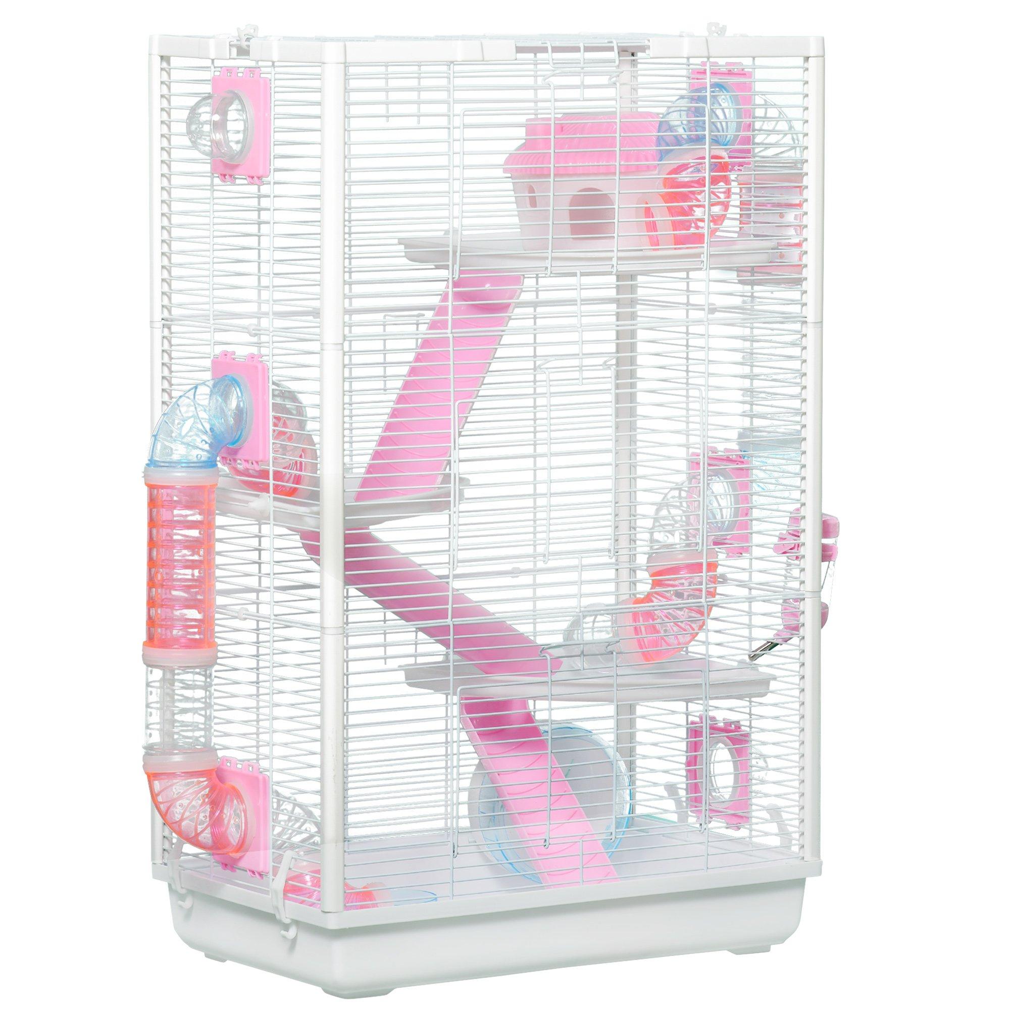 Hamster Cage for Small Rodents with Tunnel Tubes, Platforms, Hut