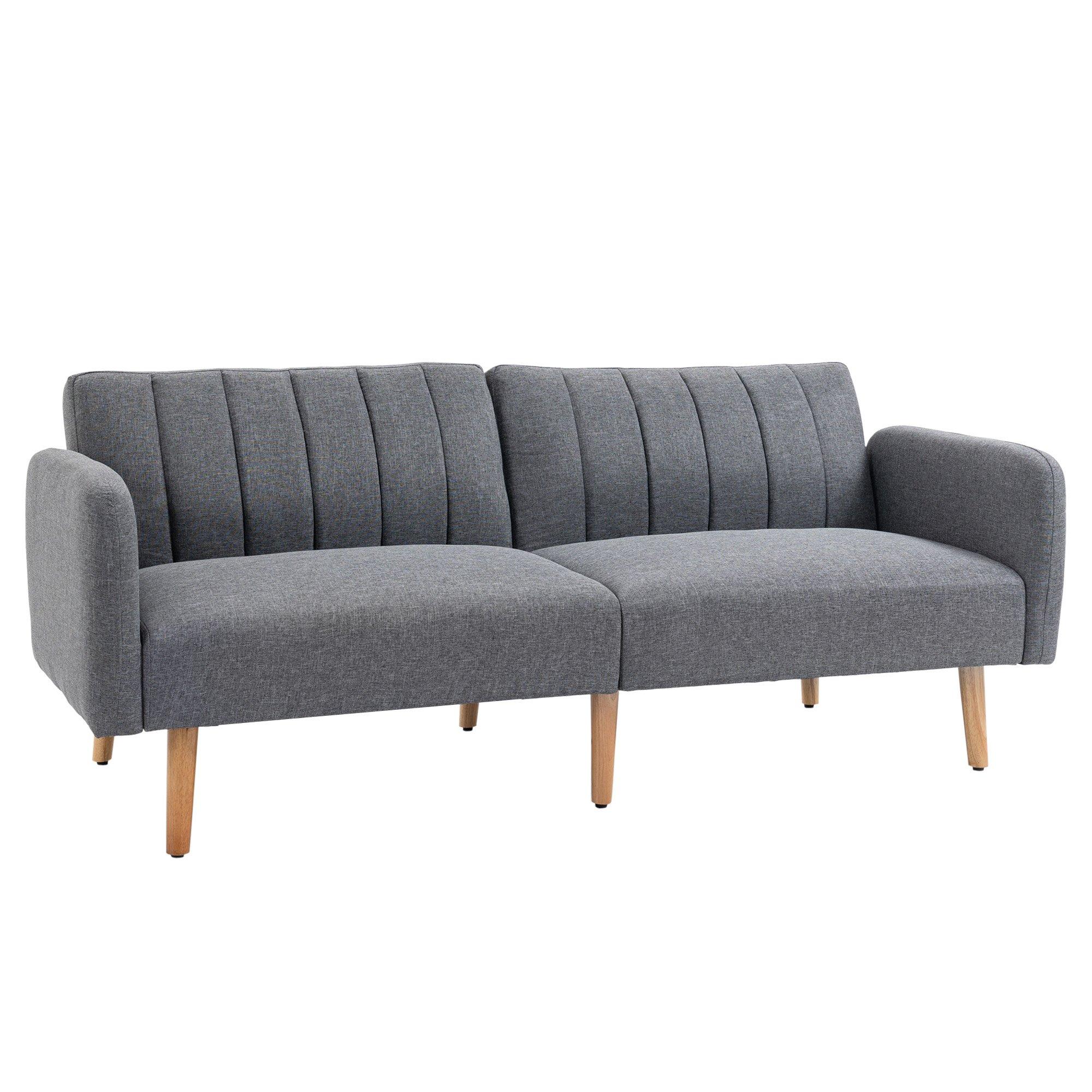 2 Seater Sofa Bed Sofa Couch With Adjustable Backrest Linen