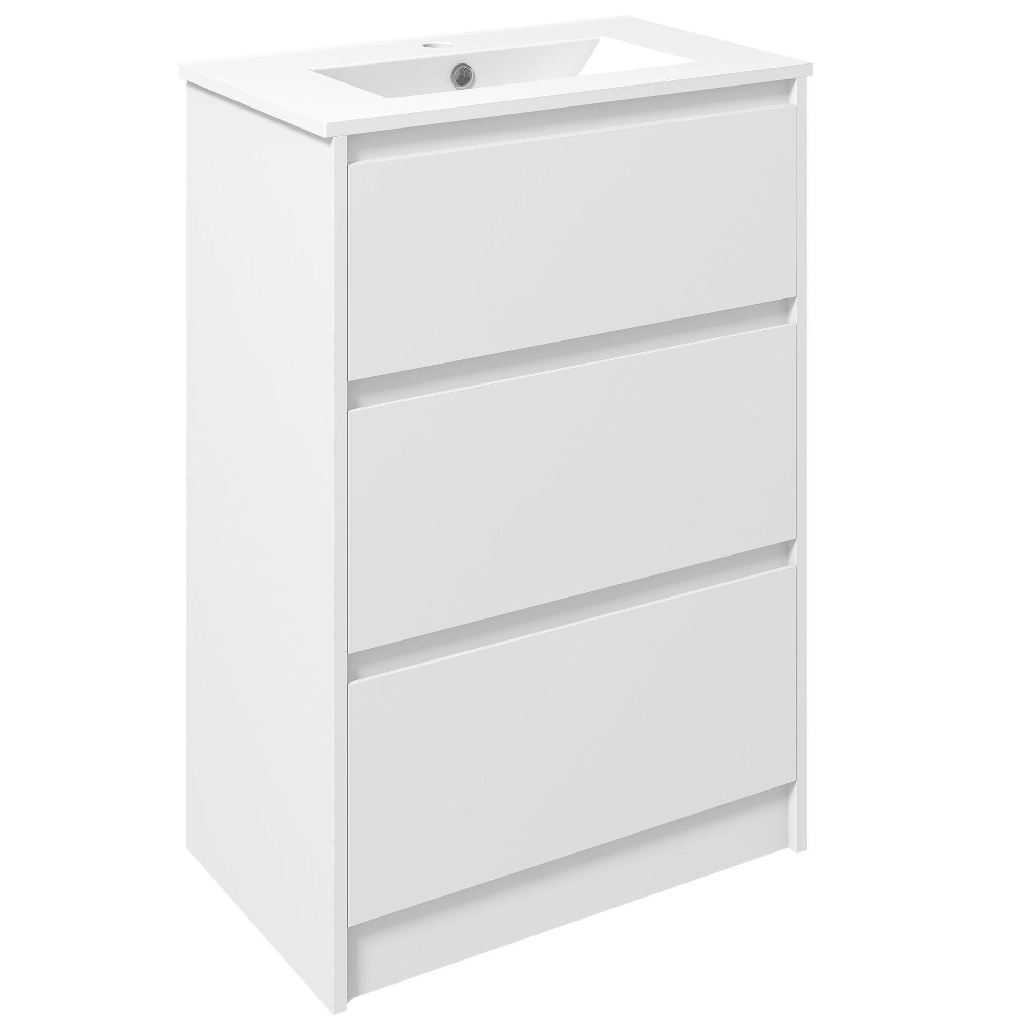 600mm Bathroom Vanity Unit with Basin Single Tap Hole 2 Drawers