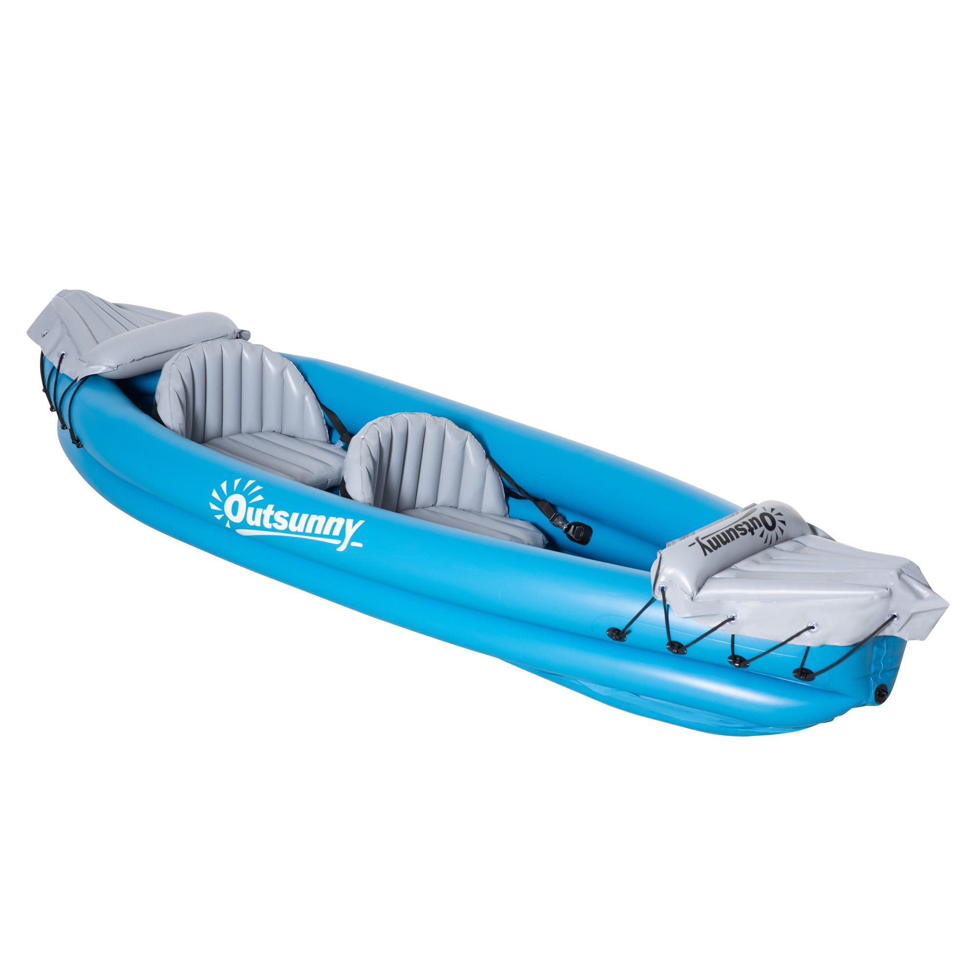 Inflatable Kayak Two-Person Inflatable Boat with Air Pump, Aluminium Oars, Blue