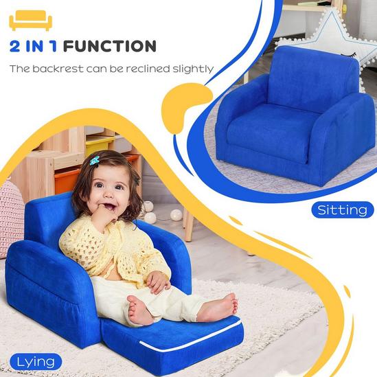HOMCOM 2-in-1 Kids Armchair Chair, Fold Out Flip Open Baby Bed, Couch Toddler Sofa 4