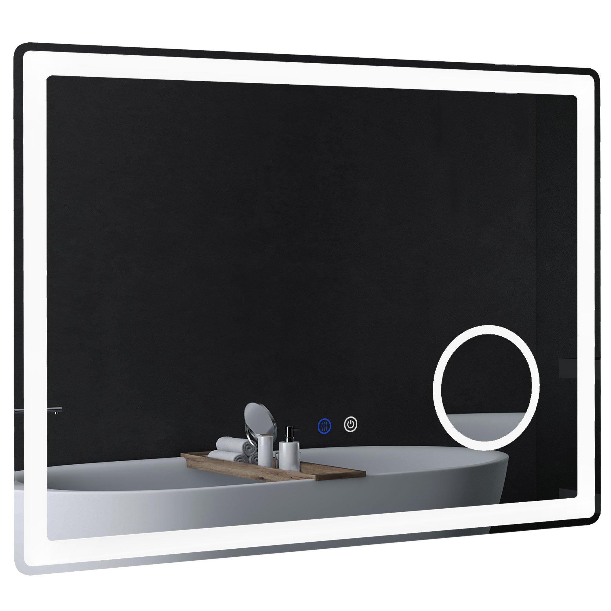 80x60cm Bathroom Mirror with Dimmable LED Lights 3X Magnifying Mirror