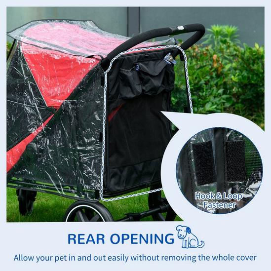 PAWHUT Rain Cover for Dog Pram Stroller Buggy, for Large, Medium Dogs 5