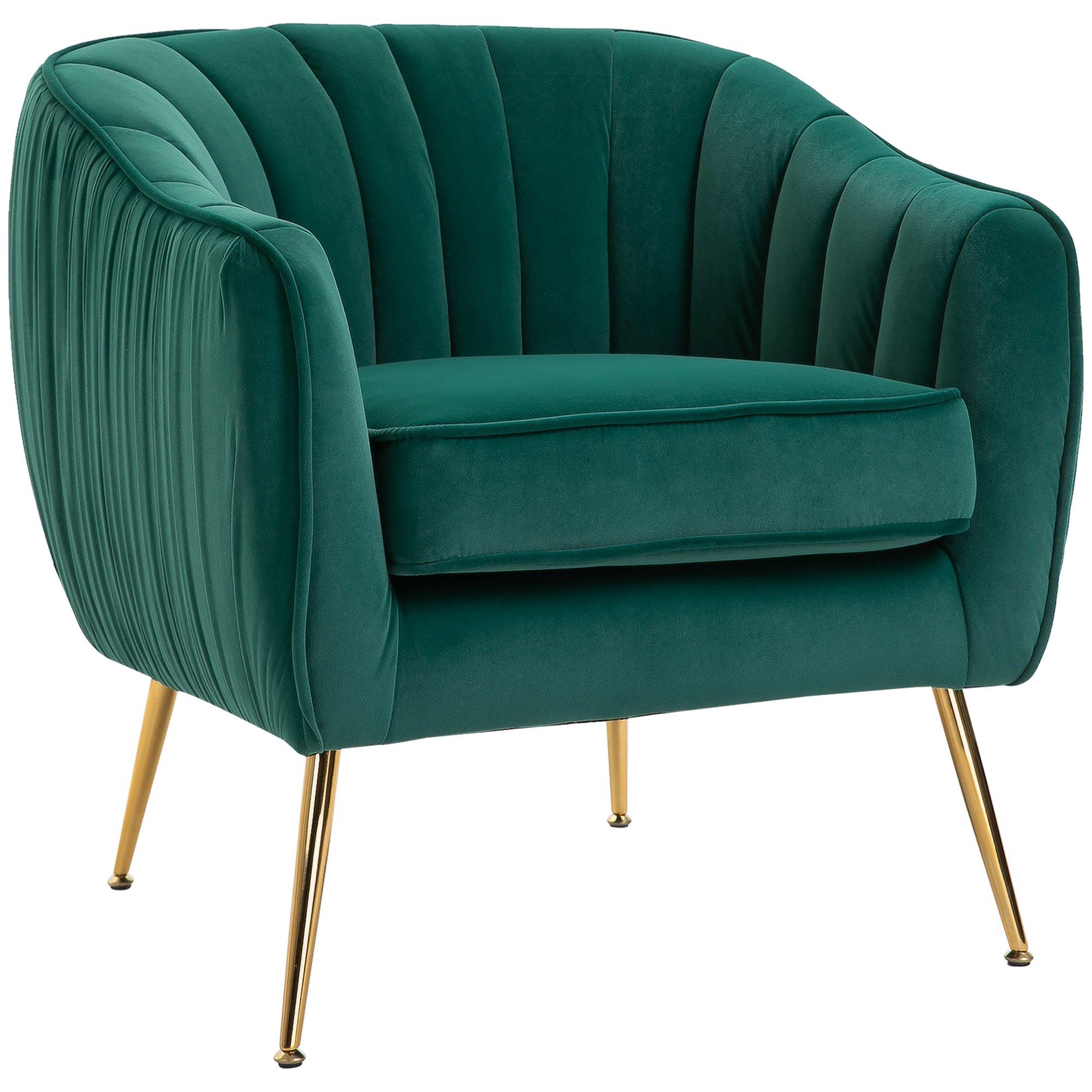 Fabric Single Sofa Arm Chair Upholstered Flocking Wood Leg