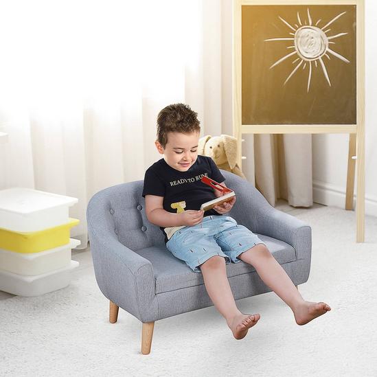 HOMCOM Kids Mini Sofa Armchair Seating Chair Bedroom Playroom Furniture Grey 2