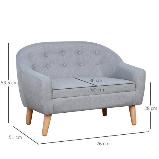 HOMCOM Kids Mini Sofa Armchair Seating Chair Bedroom Playroom Furniture Grey 3