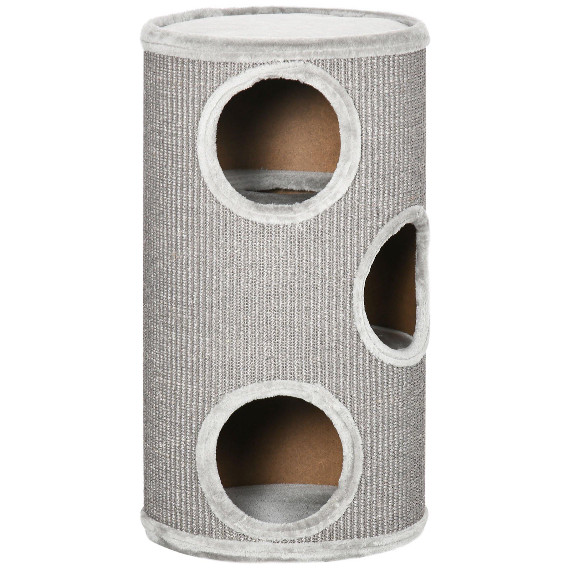 Cat Barrel Kitten Tree Tower for Indoor Cats, Covered with Sisal