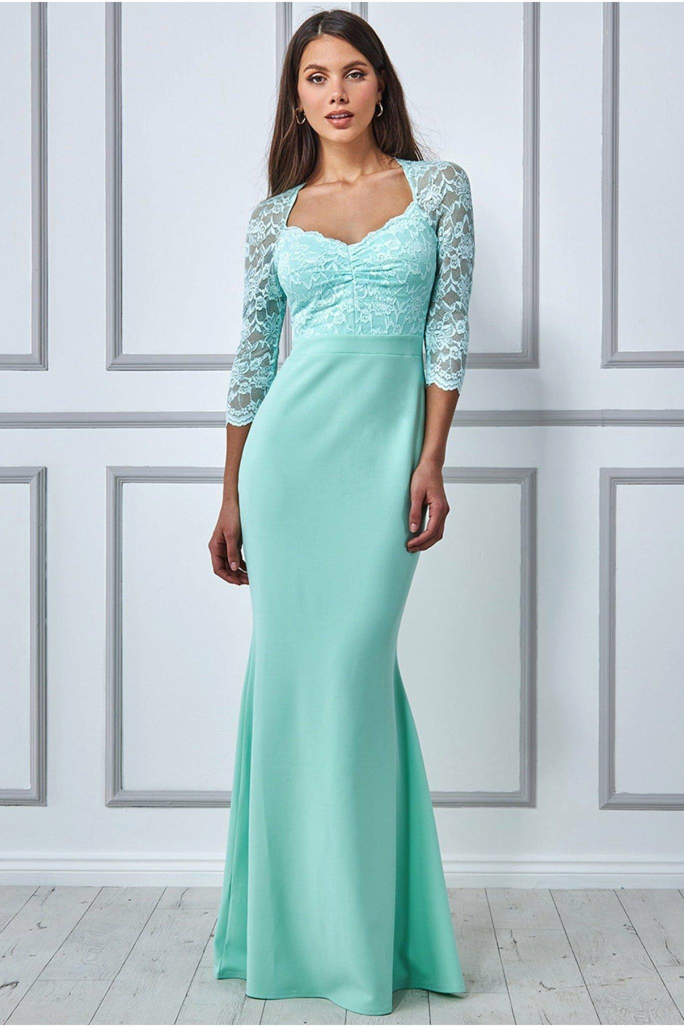 Lace Bodice Maxi Dress With Sleeves