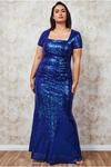 Goddiva Sequin Portrait Neckline Maxi Dress thumbnail 1
