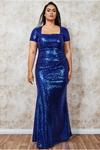 Goddiva Sequin Portrait Neckline Maxi Dress thumbnail 3