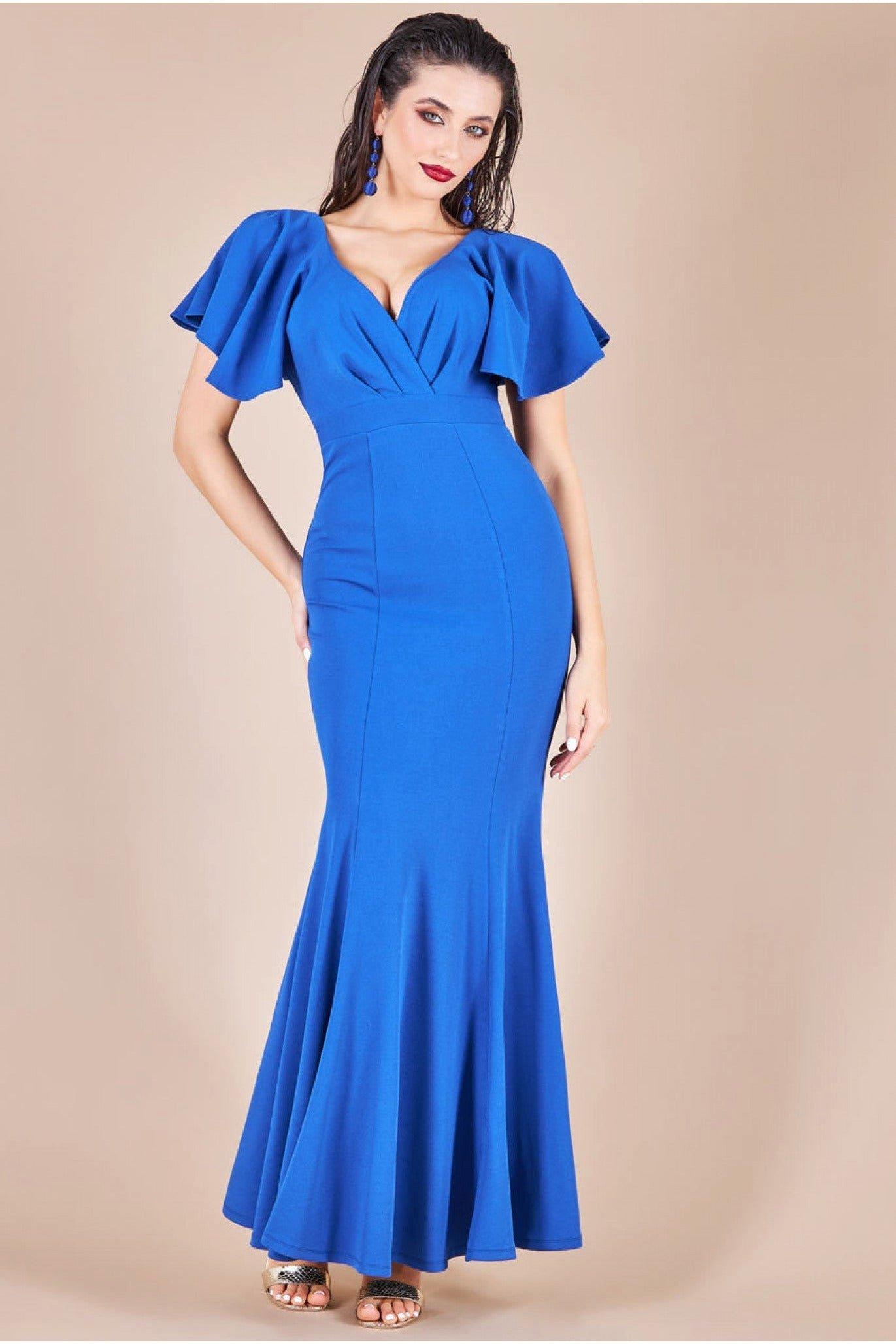 Flared Sleeve Front Wrap Maxi Dress