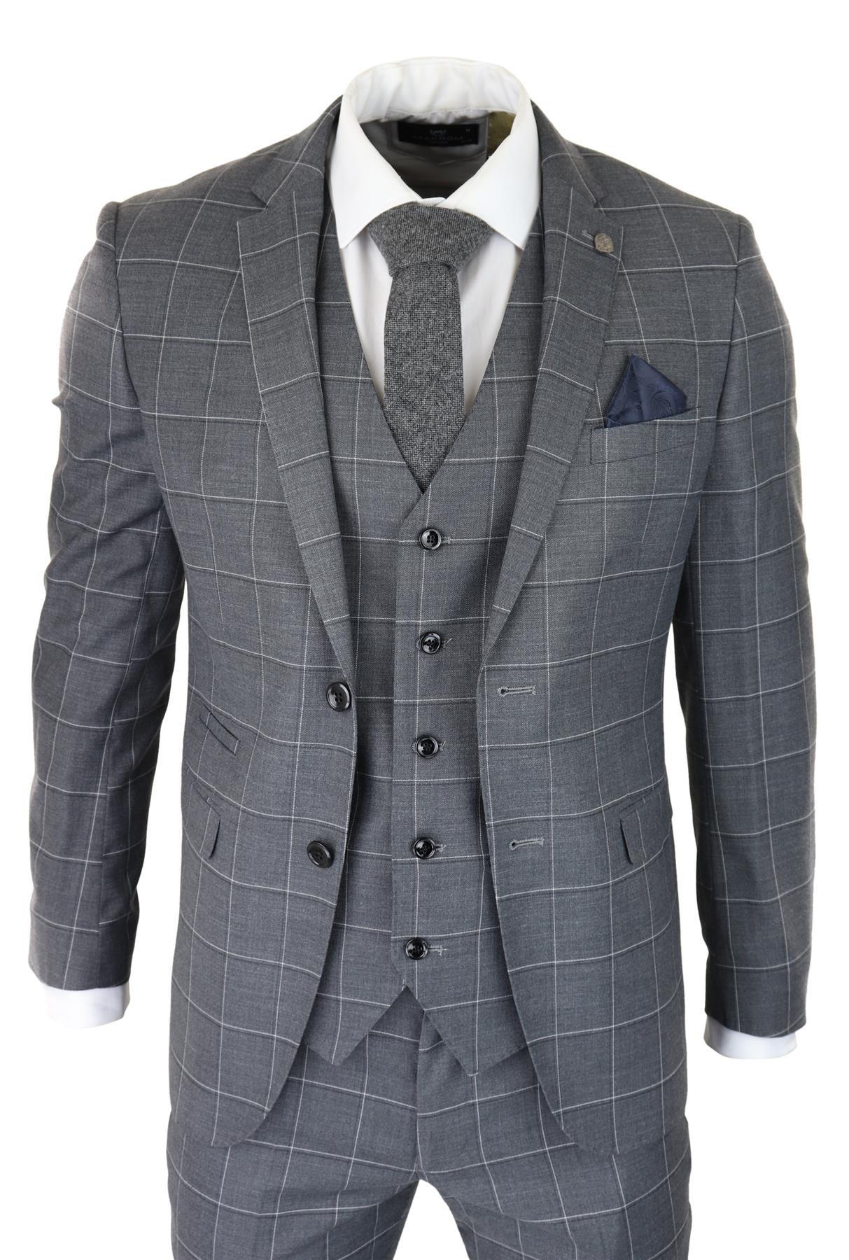 Suits | Suit 3 Piece Check Vintage Retro Smart Wedding Classic Tailored ...