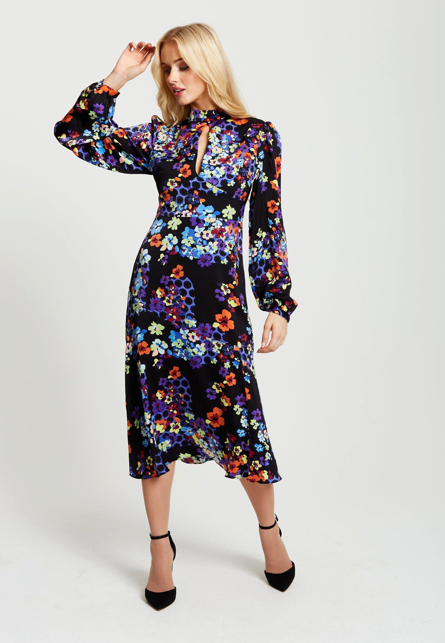 Speckle Floral Print Midi Dress