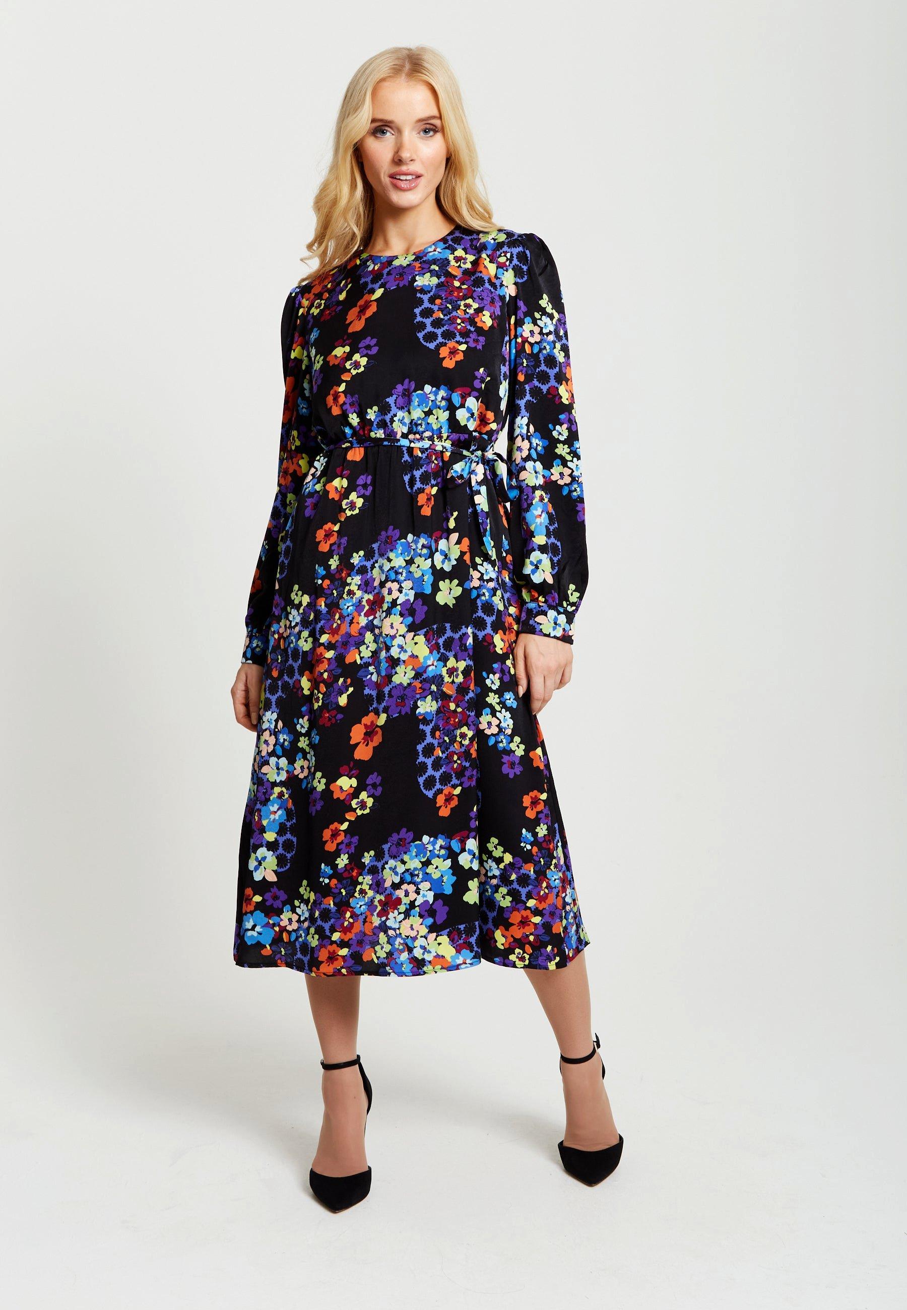 Speckle Floral Print Midi Dress