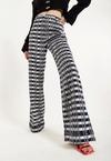 House of Holland Striped and Logo Printed Trousers in Black and White thumbnail 1