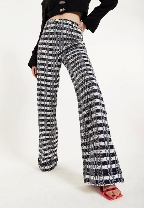 House of Holland Striped and Logo Printed Trousers in Black and White 1